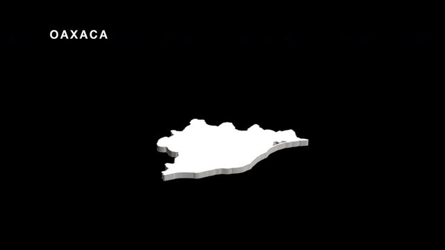 Oaxaca state map of mexico rotating in three dimensions