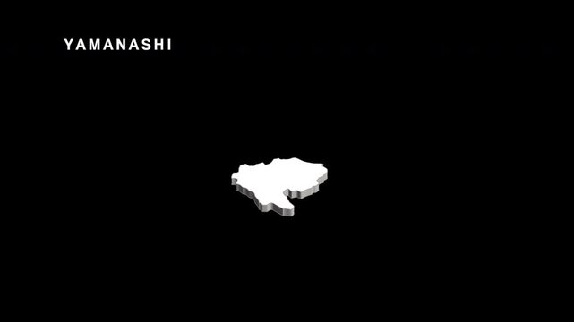 Yamanashi prefecture map of japan rotating animation