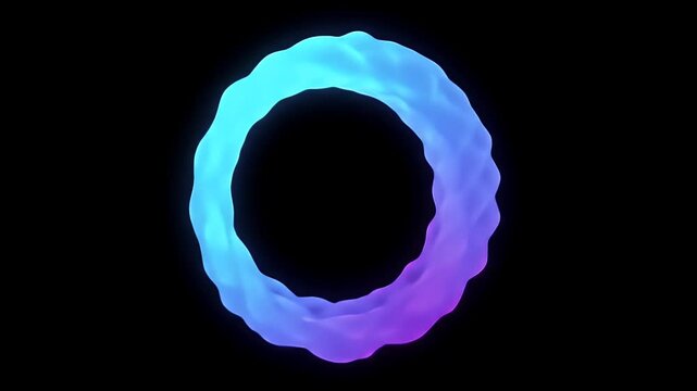A luminous, amorphous form glows with vibrant purple and blue hues against a stark black background.