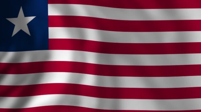 Waving liberian national flag as a patriotic symbol