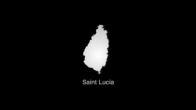 Saint lucia map revealing from a colorful tech grid