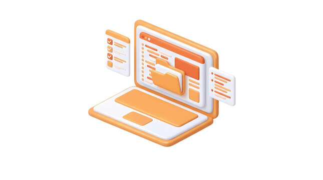 3D laptop icon with analytics dashboard and charts analytics dashboard business