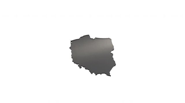 Poland map and name revealing on white background
