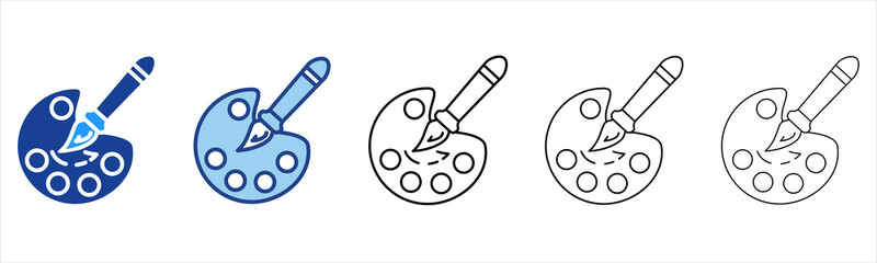 Paint Palette  Icon In Different Color And Outline Style  © Sien