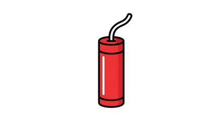 Obraz premium Red dynamite stick with a lit fuse isolated on a white background in a flat vector illustration style