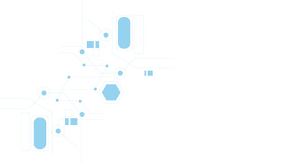 Obraz premium Abstract blue technology background with geometric circuit lines. Abstract digital data connection pattern. Clean white corporate presentation backdrop.