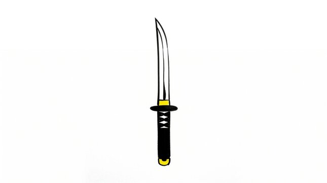 Line art illustration of a Japanese dagger