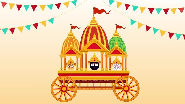 lord jagannath rath yatra puri hindu festival animation