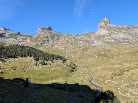 Gave de Bious valley and Pic Casterau peak in the Pyrenees, France
