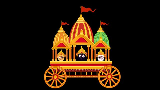 lord jagannath rath yatra chariot festival alpha channel animation
