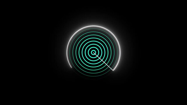 Target icon with concentric radar rings and animated radio wave signals.