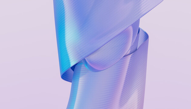 Abstract Ribbon 3D Wave Sculpture With Soft Flowing Fabric.