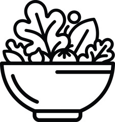 Fresh vegetable salad in a bowl icon representing healthy eating and vegan food with vegetables © Samtara