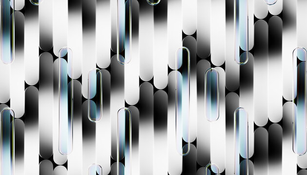 Abstract Black and White Glossy Capsule Pattern 