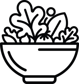 Fresh vegetable salad in a bowl icon representing healthy eating and vegan food with vegetables
