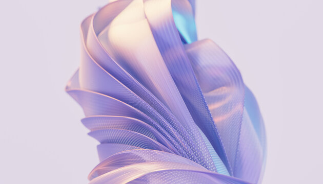 Abstract Ribbon 3D Wave Sculpture With Soft Flowing Fabric.