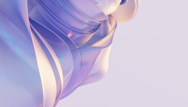 Abstract Ribbon 3D Wave Sculpture With Soft Flowing Fabric.