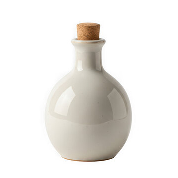 white ceramic bottle with cork stopper