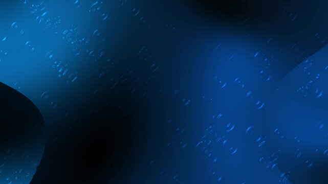 Raindrops ripple on a liquid blue background, 4 K animation loop, motion graphics.