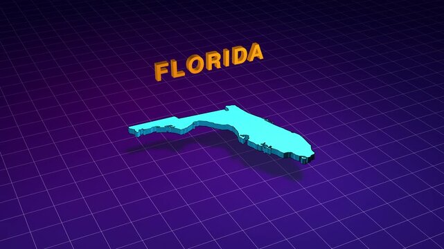 Florida state map retro eighties style animation