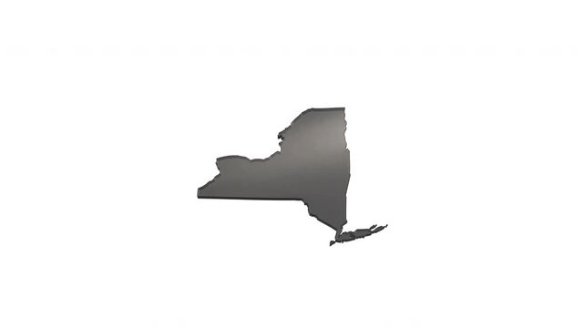 New york state map revealing on a white background