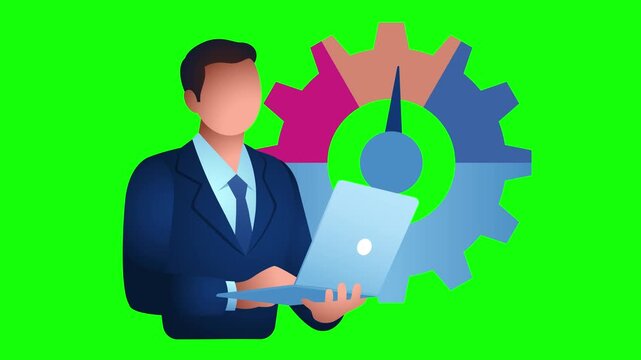 Business KPI Dashboard Animation, Performance Monitoring Motion Graphic, Productivity Analytics, Business Metrics, Efficiency Gauge and Data Analysis Loop
