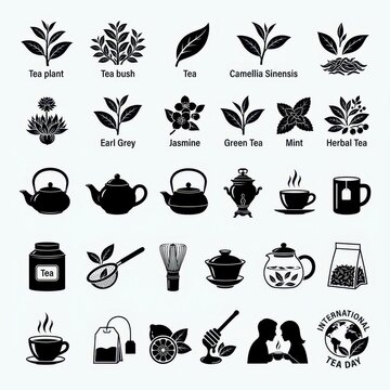 Tea and tea culture icon set