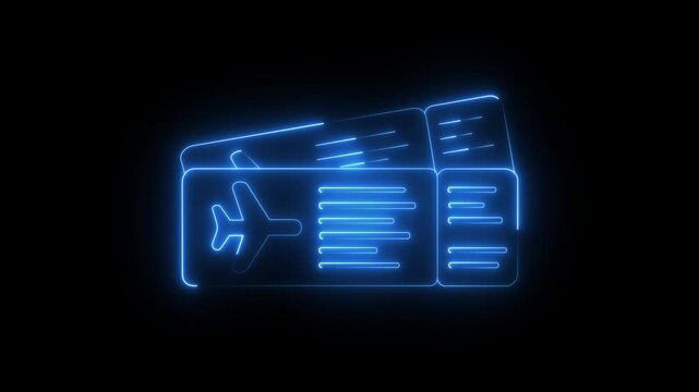 Travel icon for web design. Business icon. Motion graphics. Animated hand selecting flight tickets from a digital travel booking interface. Glowing neon passport icon animation..