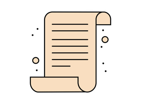 Scroll document paper sheet flat vector illustration for business contract or legal agreement concepts