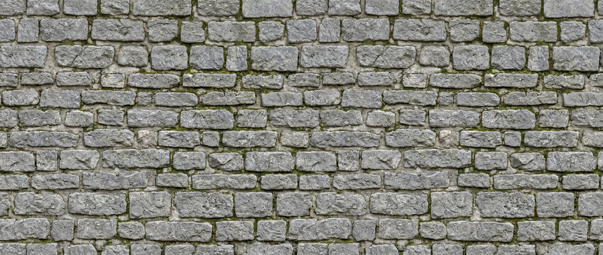 Gray Stone Brick Wall Texture Background with Natural Masonry Pattern