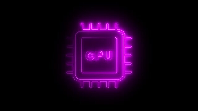 animated icon of processor in trendy style, premium vector ,Technology multicolor CPU circuit board background. Computer motherboard with CPU icon , neon line Computer processor icon..