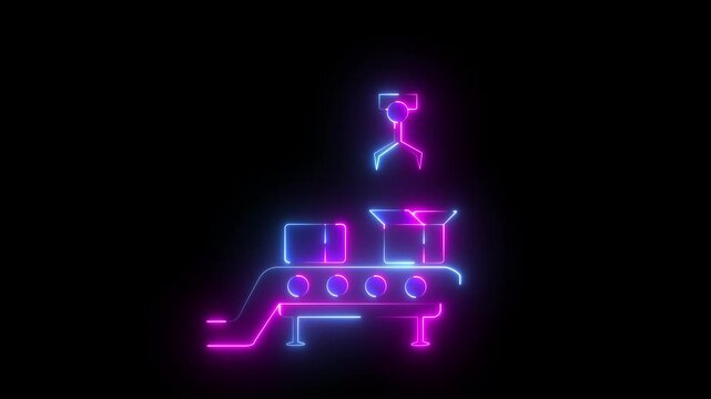 Heavy duty crane system for shifting and placing industrial pillars crane lifting container with hook for construction and heavy ,excavator icon with a glowing neon effect.