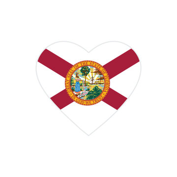 Florida Heart Flag Icon Isolated on White Background