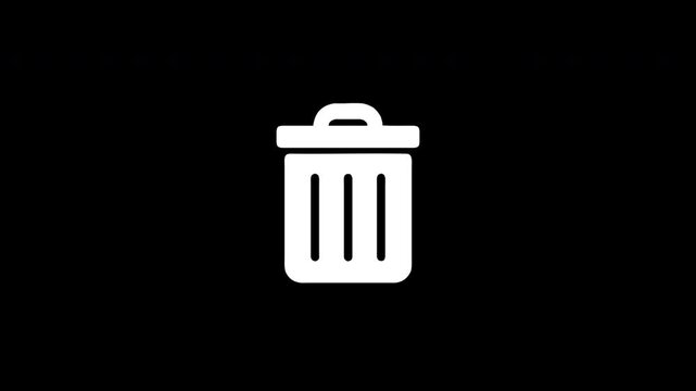 Trash can icon disappearing with digital glitch effect