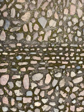Close up macro texture of a traditional stone and flint wall