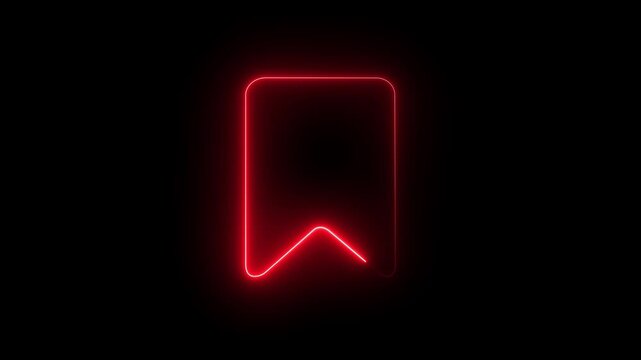 Glowing neon line bookmark save icon animation. representing saved pages, reading list, favorites, quick access, marked items, Glowing neon line bookmark save icon.