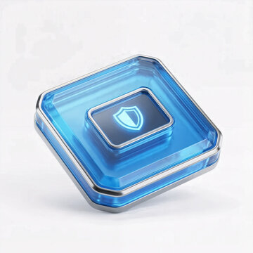 Premium 3D secure OTP authenticator hardware token with a glowing shield screen on white