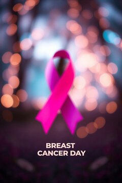 Breast Cancer Awareness Pink  Ribbon with Flowers and Wings, Modern Background