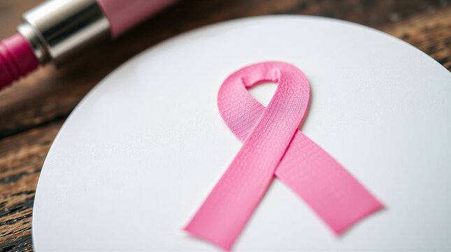 Breast Cancer Awareness Pink  Ribbon with Flowers and Wings, Modern Background