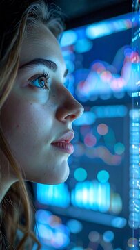 Woman analyzing data.