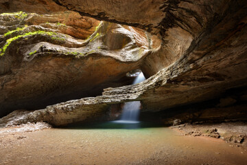 Natural landmark in Dagestan - Saltinsky underground waterfall © olmax1975