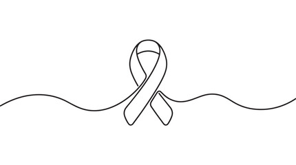 Obraz premium Minimalist ribbon icon, simple line art, awareness symbol, vector graphic