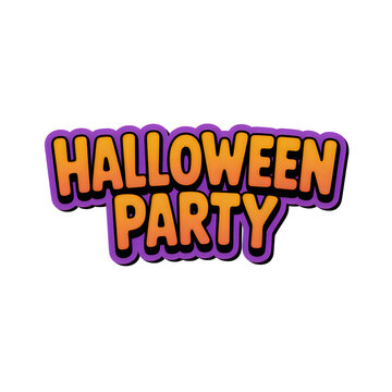 Halloween party text design with orange and purple retro pixel art style font