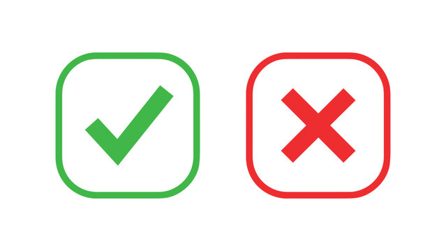 Check Mark and Cross Vector Illustration Validation Icons