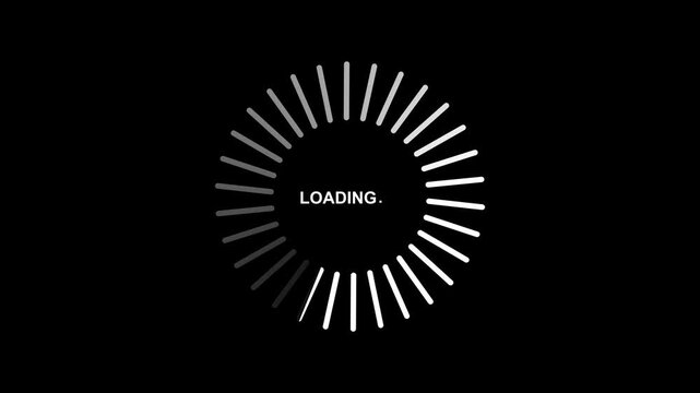 Loading bar line progress loop Animation video with alpha channel. animated circle loading background video icon. Simple rotating loader icon shows waiting and processing status.