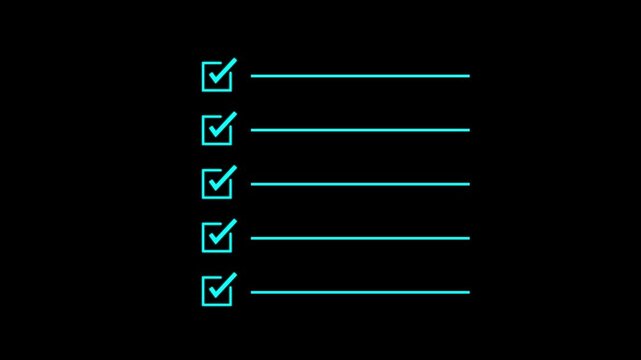 Task checklist tick mark animation. Checklist with Check marks in circle boxes Productivity and task completion animation. 4k videos