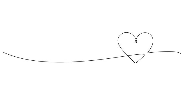 animated continuous line drawing of a heart shape, minimalist line art animation of love symbol 