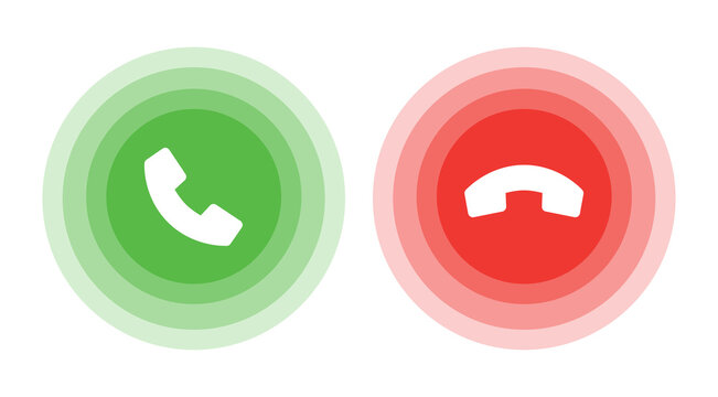 Answer and decline phone call buttons. Phone call. Telephone sign. Accept call and decline phone icons. Vector illustration icon.