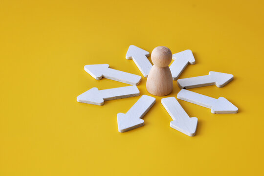 Business leader choosing direction among multiple opportunities