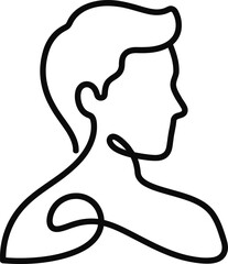 Minimalist continuous line art of a man profile portrait. © Elvfact22
